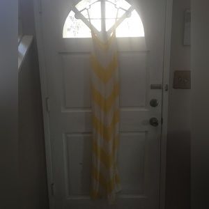 Fun yellow and white strip summer maxi